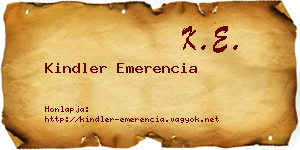 Kindler Emerencia névjegykártya